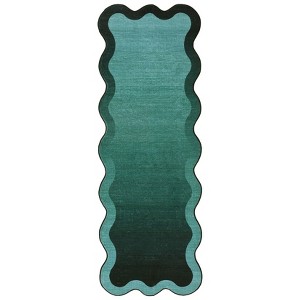 Washable Scalloped Living Room Rugs, Indoor Modern Ombre Soft Non Slip Area Rug for Bedroom, Large Home Decor Carpet for Dining Room - 1 of 4