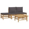 vidaXL 4-Piece Bamboo Patio Lounge Set with Comfortable Dark Grey Cushions - Durable Outdoor Furniture - Includes Strong Table for Meals and Decor - 3 of 4