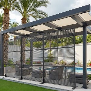72"H Black 3-Panel Woven Room Divider Decorative Metal Privacy Screen Garden Arbor Freestanding Patio Trellis - 1 of 4
