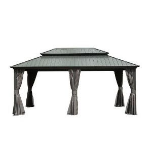 NicBex Permanent Galvanized Steel Roof Outdoor Gazebo with Aluminum Frame, Pavilion Metal Gazebos with Netting & Curtains for Garden, Patios, Lawns - 1 of 4