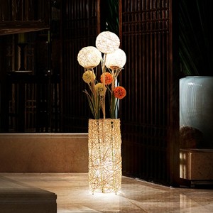 Pastoral Floor Lamp Decorative Rattan Standing Lamps Led Bulb for Reading - 1 of 4