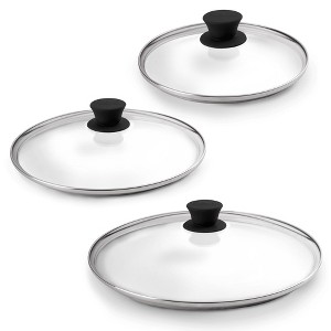 Glass Lids Set - 8"+10"+12"-Inch, Compatible with Lodge Cast Iron - Fully Assembled Tempered Replacement Covers, Oven Safe. - 1 of 4