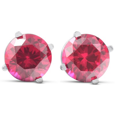 Pompeii3 2ct Ruby Studs 14K White Gold Womens Earrings