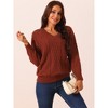 Seta T Women's V Neck Long Sleeve Casual Loose Chunky Warm Pullover Sweater Top - 3 of 4