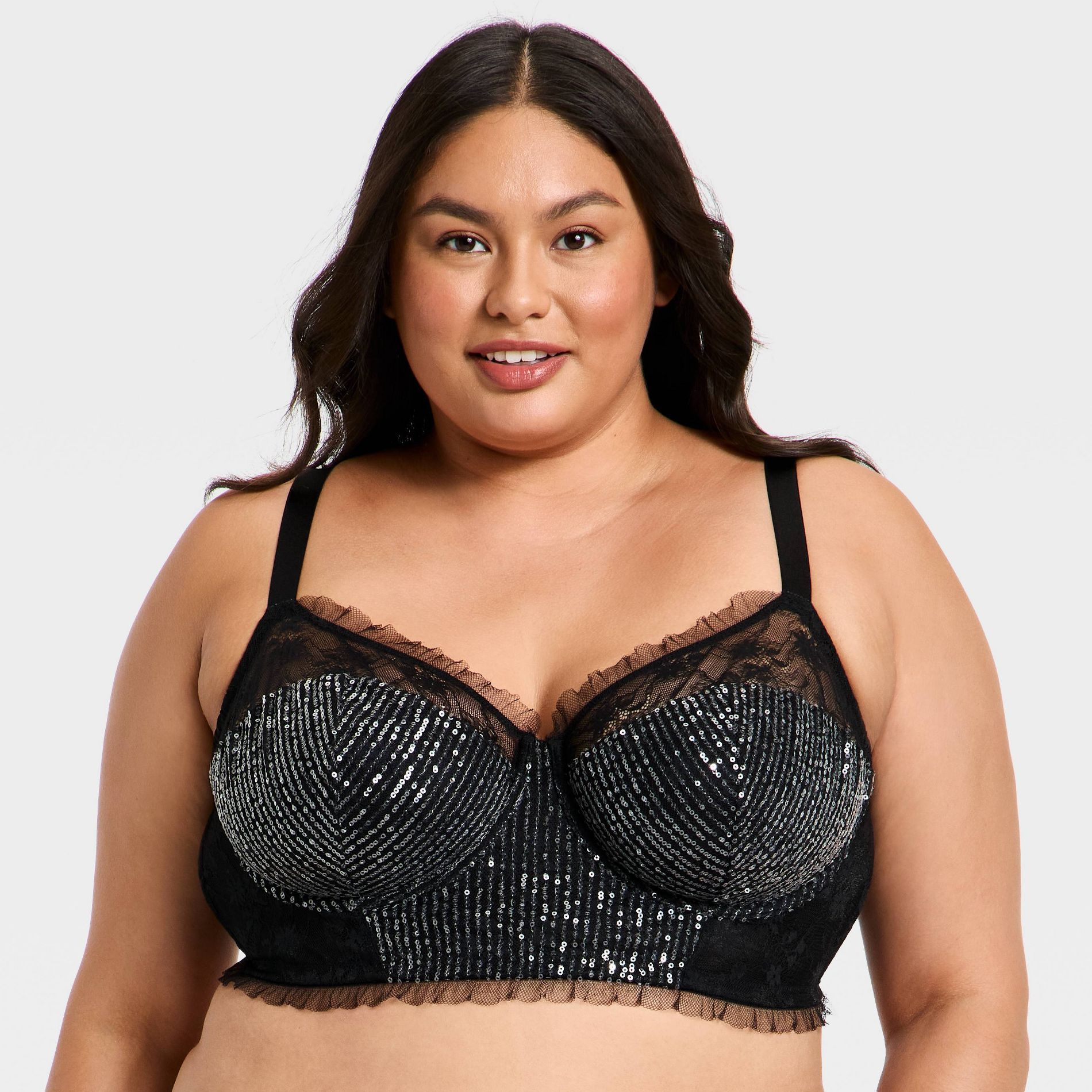 Women's Sequin Lace Corset - Wild Fable™ Black 1X