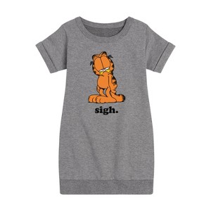 Girls' - Garfield - Sigh Graphic Short Sleeve Fleece Dress - 1 of 3