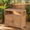Wood Patio Bar Table with Storage Cabinet, Outdoor and Indoor Buffet Sideboard for Patio, Deck, Backyard, or Living Spaces - 4 of 4