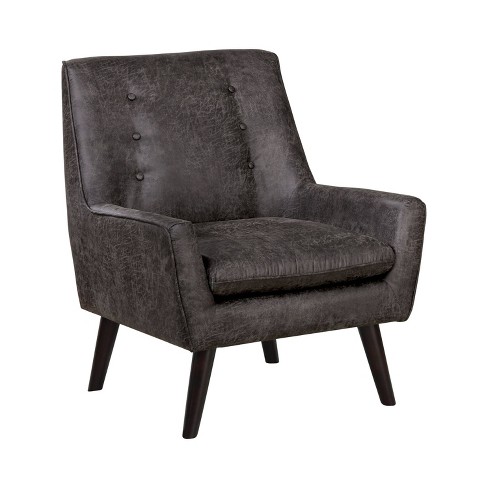 Center Button Tufted Accent Chair Dark Gray Homes Inside Out