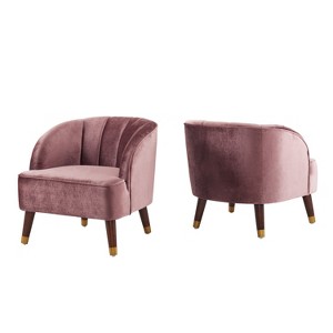 Christopher Knight Home Connor Contemporary Barrel Club Chair with Wooden Legs, 28" x 28"（Set of 2) - 1 of 4