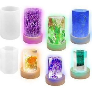 JDICTION 2 PCS Cylindrical Resin Molds Silicone, Epoxy Resin Mold, Hexagonal Resin Mold for DIY Desk Decorate Table Lamp Home Decorate - 1 of 4