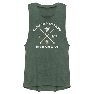 Juniors Womens Peter Pan Camp Neverland Tinkerbell Est. 1953 Festival Muscle Tee - 1 of 4