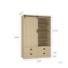 Tall Armoire Wardrobe Closet with Hanging Rod and Barn Door, 47" Bedroom Storage Cabinet with Drawers and Open Shelves-3irtyhousy - 4 of 4
