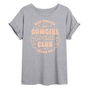 Women's - Instant Message - Cowgirl Social Club Oversized Graphic T-Shirt - 1 of 4