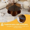 PAKASEPT Round Coffee Table with Wood Legs, 27.5" Glass Coffee Tables for Living Room Rustic Circle Center Cocktail Table with Tempered Glass-Top - 4 of 4