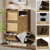 Rattan Shoe Storage Cabinet with 3 Flip Drawers, 4-Tier Shoe Organizer for Entryway, Hallway - 3 of 4
