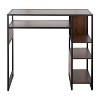 Display Farmhouse Bar Height Table with Storage Space in Black Metal and Walnut Wood by LumiSource - 4 of 4