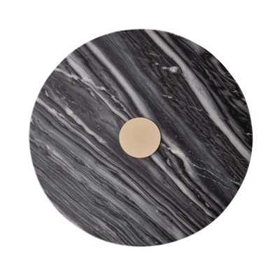 Gray Marble and Gold Metal Round Side Table
