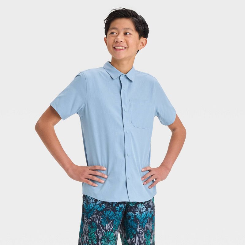 Boys&#39; Textured Woven Shirt - All In Motion™, 1 of 4