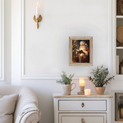 Petal Lane Classic Santa Fancy Gold Framed Art