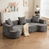 Modern Curved Corduroy Sofa with 3 Pillows, Soft and Ultra-Smooth Fabric Sofa for Living Room, Green/Gray - ModernLuxe - 2 of 4