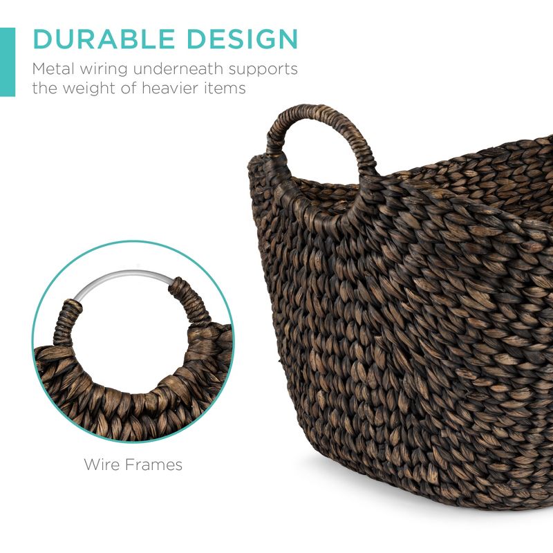 Best Choice Products Portable Large Hand Woven Wicker Braided Storage Laundry Basket Organizer w/ Handles, 3 of 11