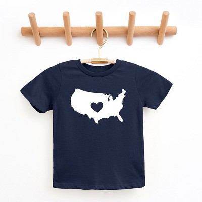 The Juniper Shop USA Heart Outline Toddler Short Sleeve Tee