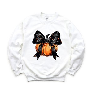 Simply Sage Market Women's Graphic Sweatshirt Coquette Halloween Pumpkin - 1 of 4