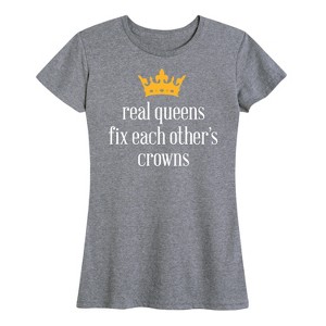 Women's - Instant Message - Real Queens Fix Each Other's Crowns Short Sleeve Graphic T-Shirt - 1 of 4