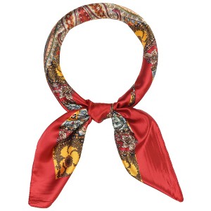 Elerevyo Women's Satin Large Paisley Symmetric Silk Square Scarf Head Wrap Bandanas 35.4" X 35.4" - 1 of 4