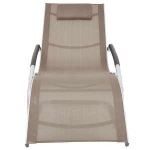 vidaXL Ergonomic Sun Lounger with Pillow, Durable Aluminum Frame and Textilene Fabric Seat, Weather and Corrosion Resistant, Easy to Assemble, Taupe. - 1 of 4