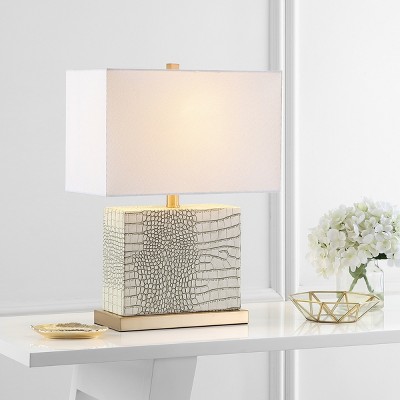 Delia Cream Faux Snakeskin 21-inch Traditional Table Lamp
