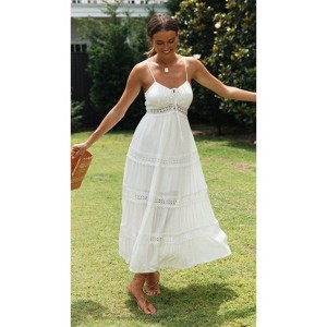 Women's Lace - Trimmed Tiered Spaghetti Strap Dress - 1 of 4