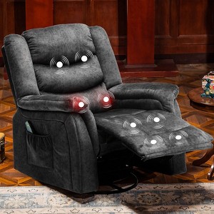 COMHOMA Recliner Chair with Heat and Massage 360 Degree Swivel Fabric Rocking Recliner Gray - 1 of 4