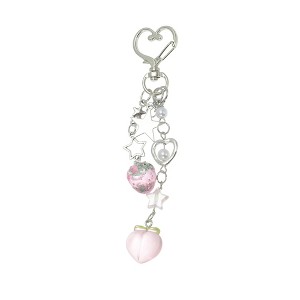 Unique Bargains Star Strawberry Fruit Handbag Charm Pink Silver Tone 1 Pc - 1 of 4