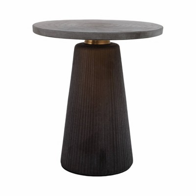 Smokey Brown Round Glass and Metal Accent Table, 18"