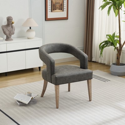 Aortzio 25.79"W Wide Modern Barrel Open Back Upholstered Accent Chair With solid wood Legs