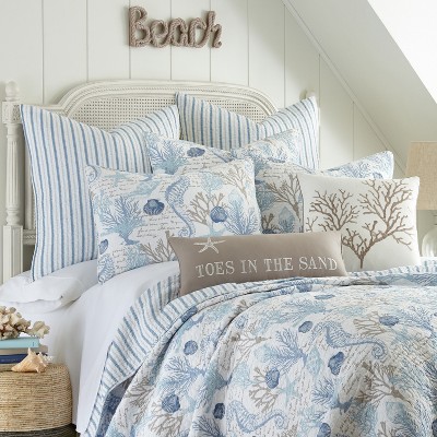 Galapagos Coastal Blue Twin Reversible Cotton Quilt Set