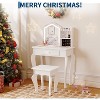 Kids Vanity with Lighted Mirror, Little Girl Vanity and Stool, Toddler Makeup Table Set and Makeup Playset for 3-8 Girls - 4 of 4