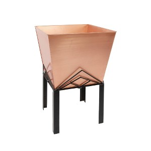 ACHLA Designs 23"x16.25" Indoor/Outdoor Square Galvanized Steel Flower Box with Black Wrought Iron Plant Stand Copper Plated - 1 of 4