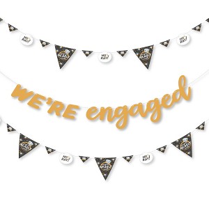 Big Dot of Happiness Just Engaged - Black and White - Engagement Party Letter Banner Decoration - 36 Banner Cutouts and We're Engaged Banner Letters - 1 of 4