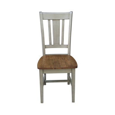 Distressed Hickory and Stone High Back Wood Dining Chairs
