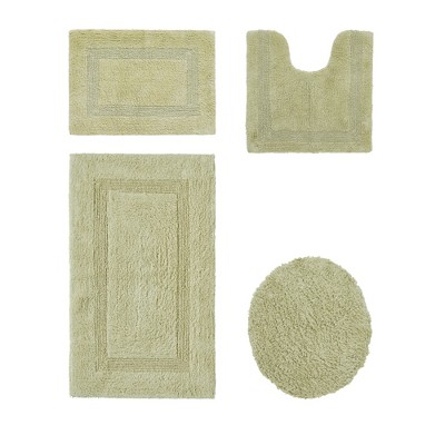 Lux Premium 100% Cotton Tufted Solid Reversible 4 Piece Bath Rug Set – Ultra-Soft, Water-Absorbent, Durable, Machine Washable Bathroom Rug