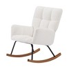 Boucle Upholstered Nursery Lounge Rocking Chair with High Backrest and Armrests for Baby Care and Relaxation - 2 of 4