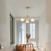 PAKOKULA 25.59 in. 3-Light Gold Sputnik Chandelier Mid-Century Kitchen PendantLight with Opal Glass Shade - 3 of 4