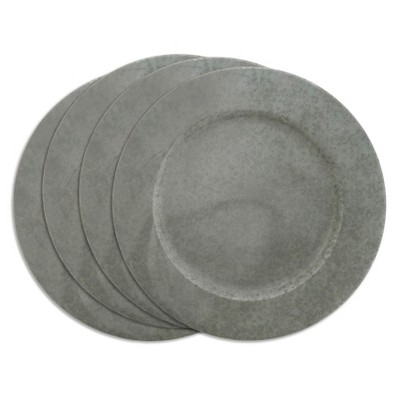 17" Silver Galvanized Metal Charger Plate Set of 4