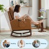 Rocking Chair Nursery with Foot Rest, Modern PU Upholstered Reading Glider Rocker Accent Armchair with High Backrest - 3 of 4