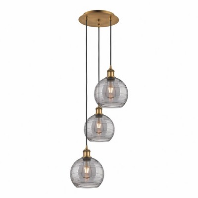 Athens Deco Swirl - 3 Light Cord Hung Multi Pendant In Industrial Style-30.38 Inches Tall and 14.5 Inches Wide