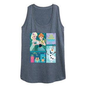 Women's - Disney - Elsa, Olaf & Anna Birthday Celebration Graphic Racerback Tank - 1 of 4