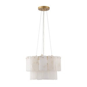 Fernandez Marble 2 Tier Height Adjustable Chandelier - CTL1021 - Gold/White - Safavieh Couture - 1 of 4