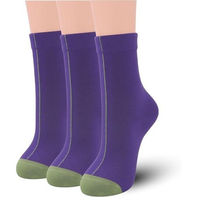 SERISIMPLE Women Rayon Bamboo Thin Vivid Color Super Soft Stretchy Crew Socks Yellow Medium 3 Pairs